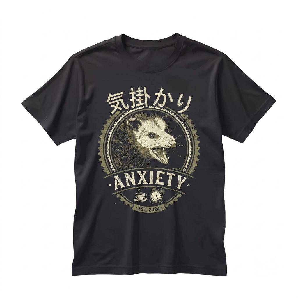 Funny Anxiety Japanese Opossum Graphic Screaming Animal Meme Aesthetic Cotton Unisex TShirt