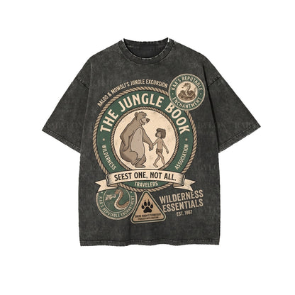 Vintage Jungle Friends Graphic Mowgli Baloo Theme Park Vacation Oversized Apparel Unisex TShirt
