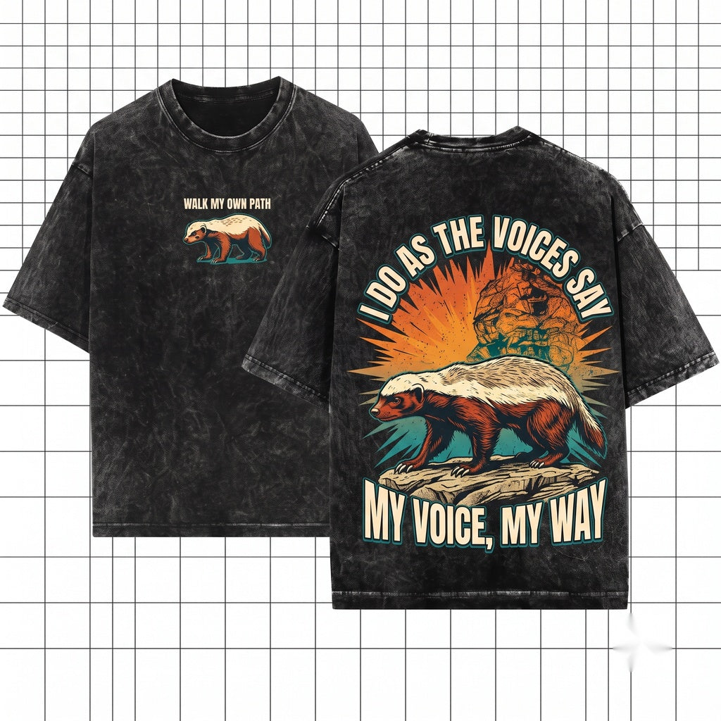I Walk My Own Path Badger Vintage Japanese Unisex Wash T-Shirt