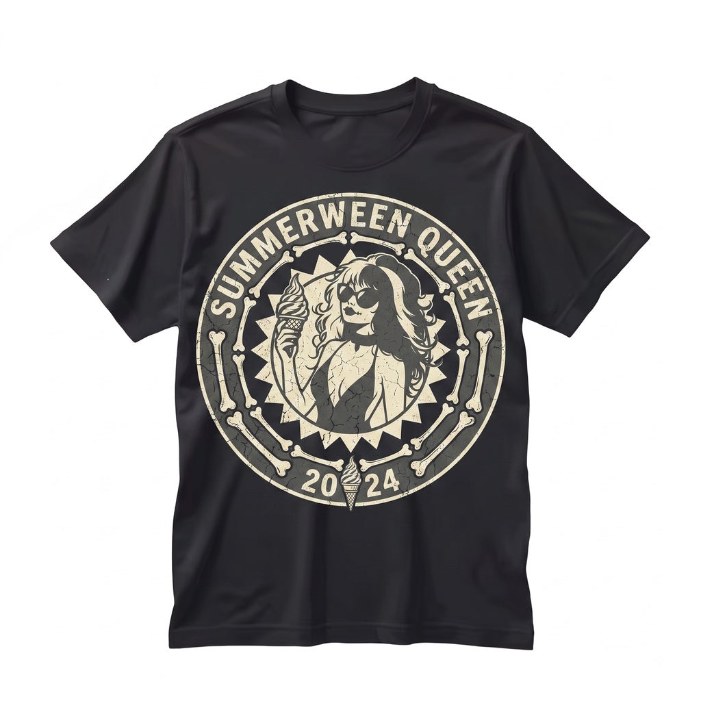 Summerween Queen Spooky Goth Girl Halloween in July Creepy Cute Graphic Unisex TShirt