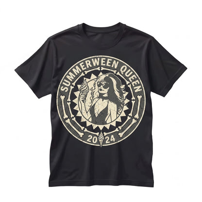 Summerween Queen Spooky Goth Girl Halloween in July Creepy Cute Graphic Unisex TShirt
