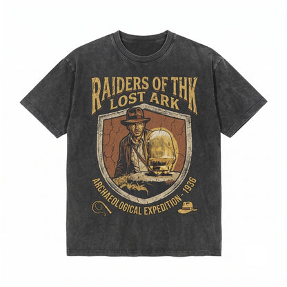 Oversized Indiana Jones Raiders of the Lost Ark Adventure Ride Graphic Vintage Movie Theme Park Unisex TShirt