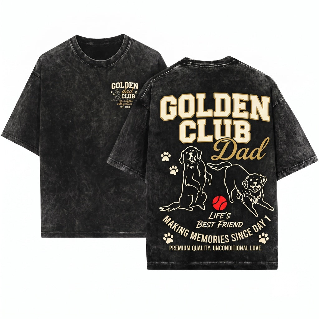 Golden Retriever Dog Dad Club Pet Parent Lover Gift Graphic Unisex Wash T-Shirt