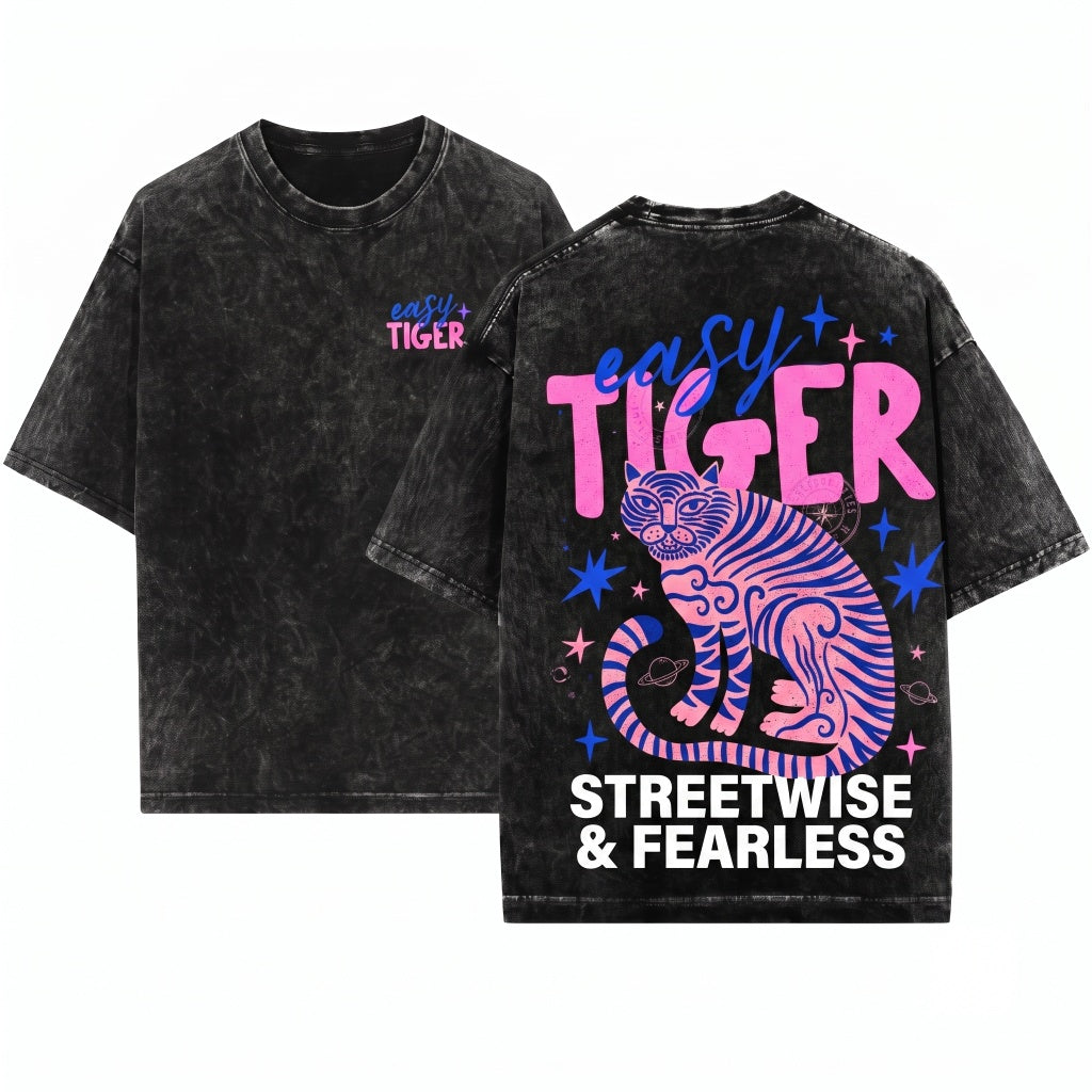 Easy Tiger Retro Boho Graphic Vintage Cool Women Unisex Wash T-Shirt