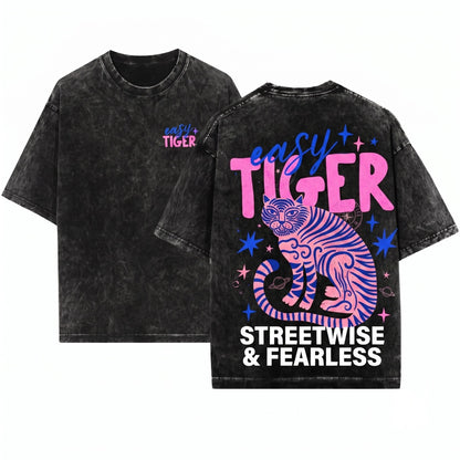 Easy Tiger Retro Boho Graphic Vintage Cool Women Unisex Wash T-Shirt