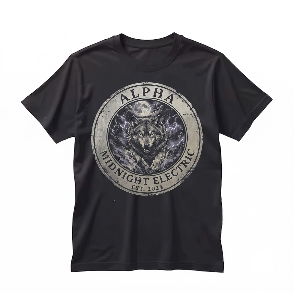 Vintage Wolf Moon Lightning Storm Graphic Unisex TShirt