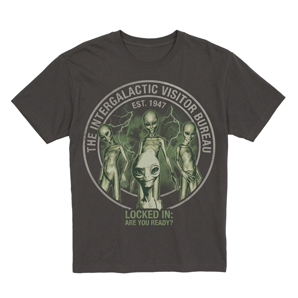Locked In Alien Brainrot Meme Viral Internet Graphic Print Casual Unisex TShirt