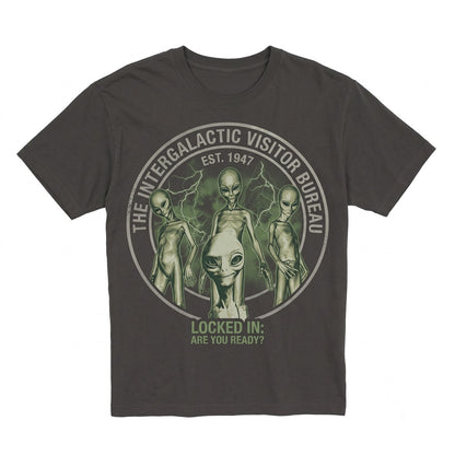 Locked In Alien Brainrot Meme Viral Internet Graphic Print Casual Unisex TShirt