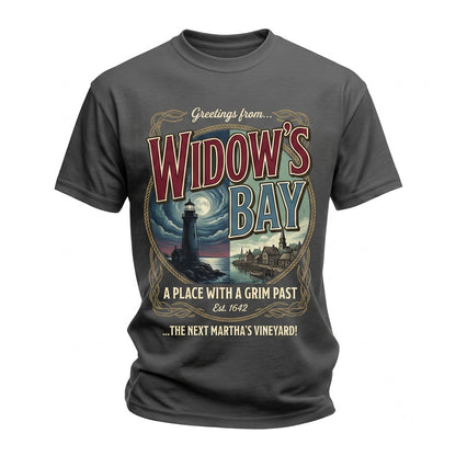 Greetings From Widow’s Bay Vintage Coastal Horror Graphic Tank Top, Spooky Movie Fan Gift, Unisex TShirt