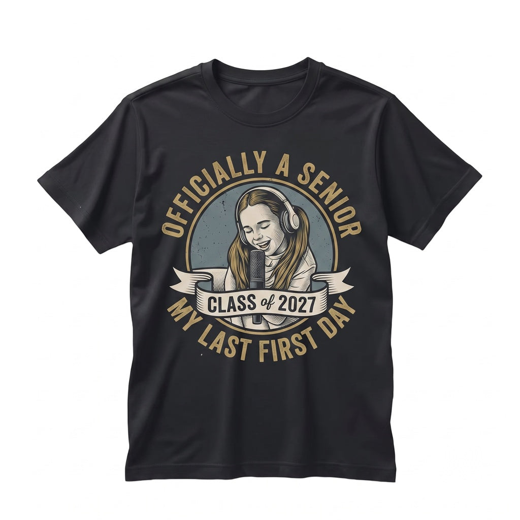 Personalized Vintage Photo Officially Senior Class of 2027 Graduation My Last First Day Unisex TShirt