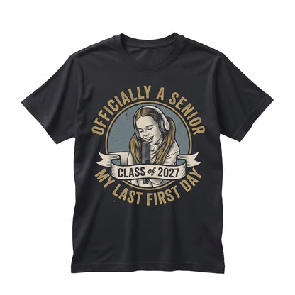 Personalized Vintage Photo Officially Senior Class of 2027 Graduation My Last First Day Unisex TShirt