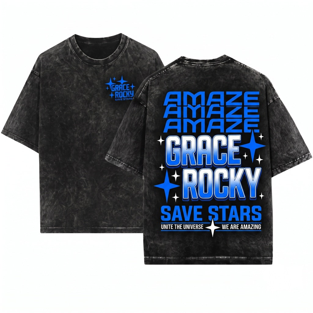 Project Hail Mary Amaze Grace Rocky Embroidered Sci-Fi Space Fan Apparel Gift Movie Unisex Wash T-Shirt