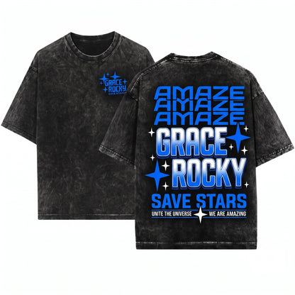 Project Hail Mary Amaze Grace Rocky Embroidered Sci-Fi Space Fan Apparel Gift Movie Unisex Wash T-Shirt