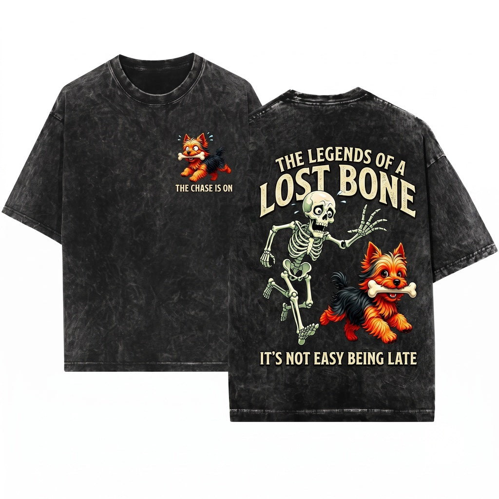 Funny Yorkie Skeleton Cute Halloween Yorkshire Terrier Graphic Unisex Wash T-Shirt