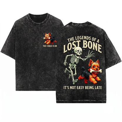 Funny Yorkie Skeleton Cute Halloween Yorkshire Terrier Graphic Unisex Wash T-Shirt