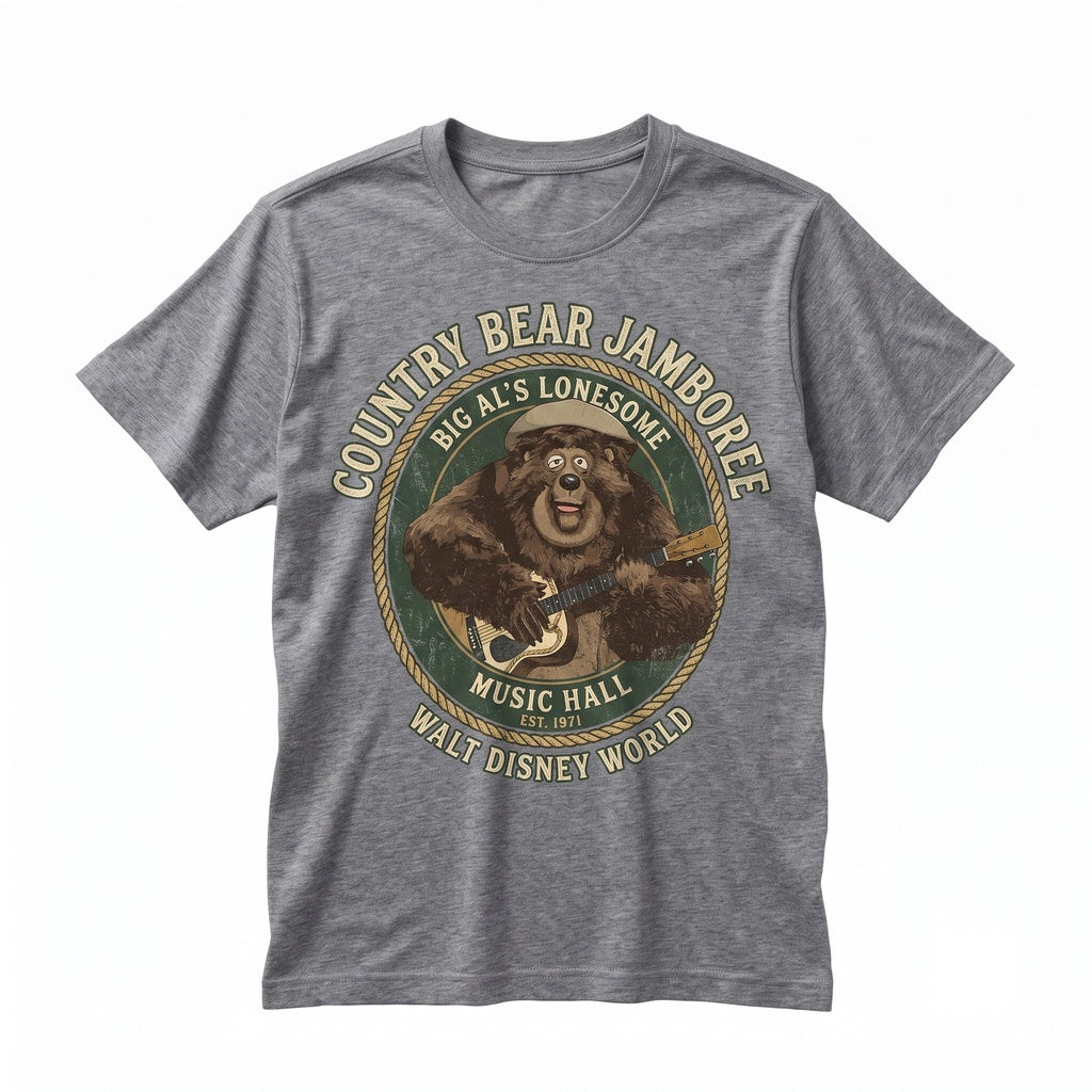 Vintage Big Al Country Bear Musical Live From Grizzly Hall Retro Theme Park Family Vacation Graphic Unisex TShirt