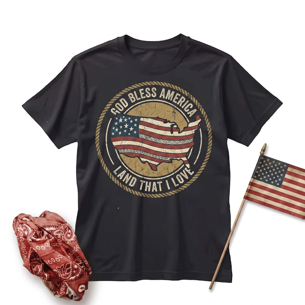 God Bless America Land That I Love 4th of July Patriotic US Flag Graphic Unisex TShirt