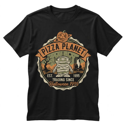 Retro Pizza Planet Mummy Ghost Alien Theme Park Family Vacation Graphic Unisex TShirt