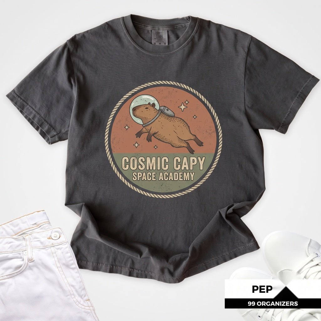 Astronaut Capybara Funny Animal Graphic Galaxy Print Cotton Unisex TShirt