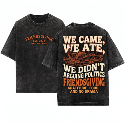 Minimal Fall Matching Friendsgiving Thanksgiving Unisex Wash T-Shirt