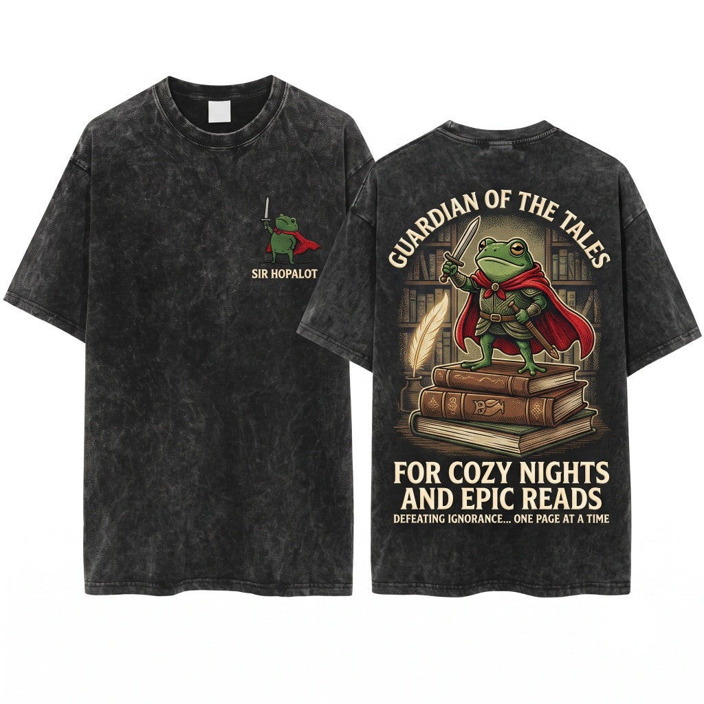 Huzzah Embroidered Medieval Frog with Sword Renaissance Faire Fantasy RPG Gift 1717 Unisex Wash T-Shirt