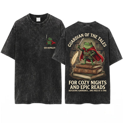 Huzzah Embroidered Medieval Frog with Sword Renaissance Faire Fantasy RPG Gift 1717 Unisex Wash T-Shirt