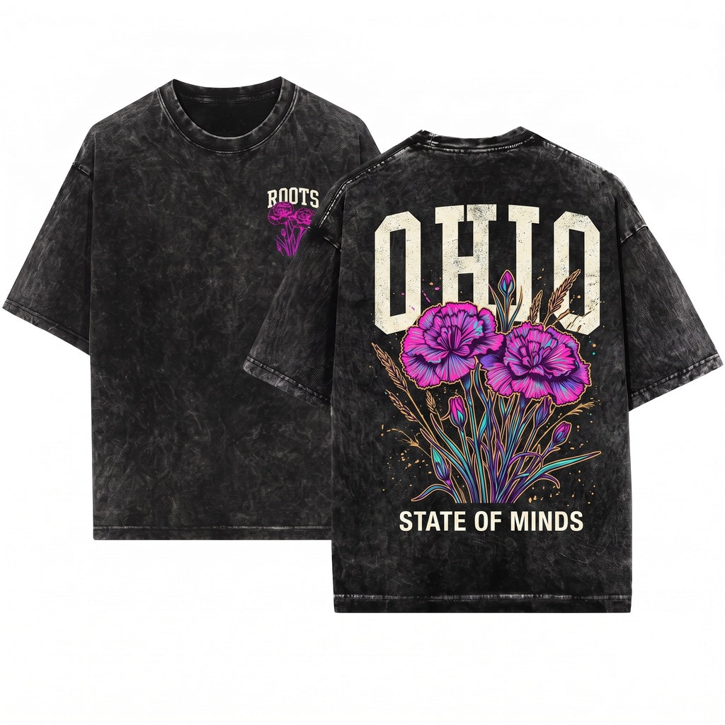 Ohio State Flower Botanical Gardening Travel Gift For Mother Girlfriend Unisex Wash T-Shirt
