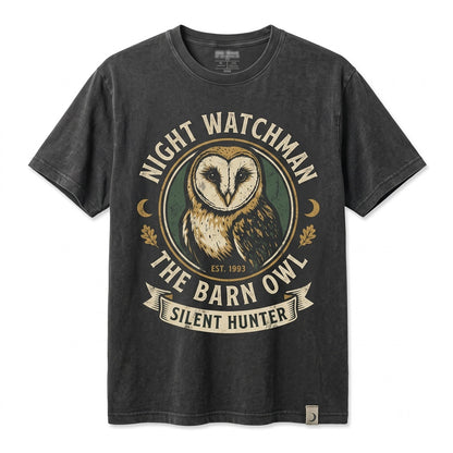 Cute Barn Owl Pocket Graphic Bird Lover Retro Night Animal Gift for Him Her Unisex TShirt