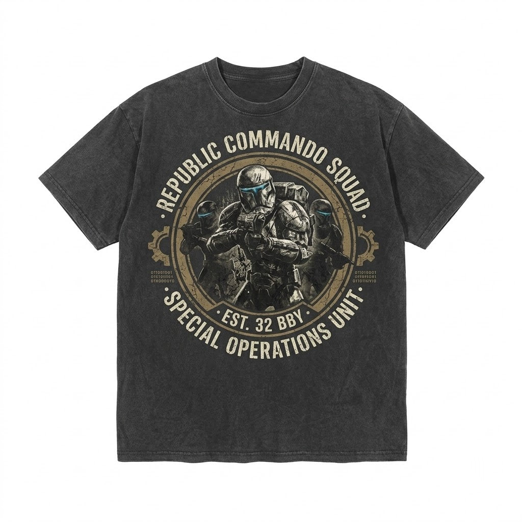 Oversized Bad Batch Trooper Graphic Commando Armor Sci-Fi Fan Theme Park Travel Apparel Unisex TShirt