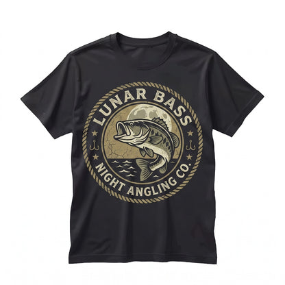 Vintage Largemouth Bass Fishing Graphic Moonlit Lake Outdoor Adventure Angler Gift Unisex TShirt
