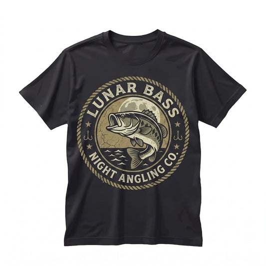 Vintage Largemouth Bass Fishing Graphic Moonlit Lake Outdoor Adventure Angler Gift Unisex TShirt