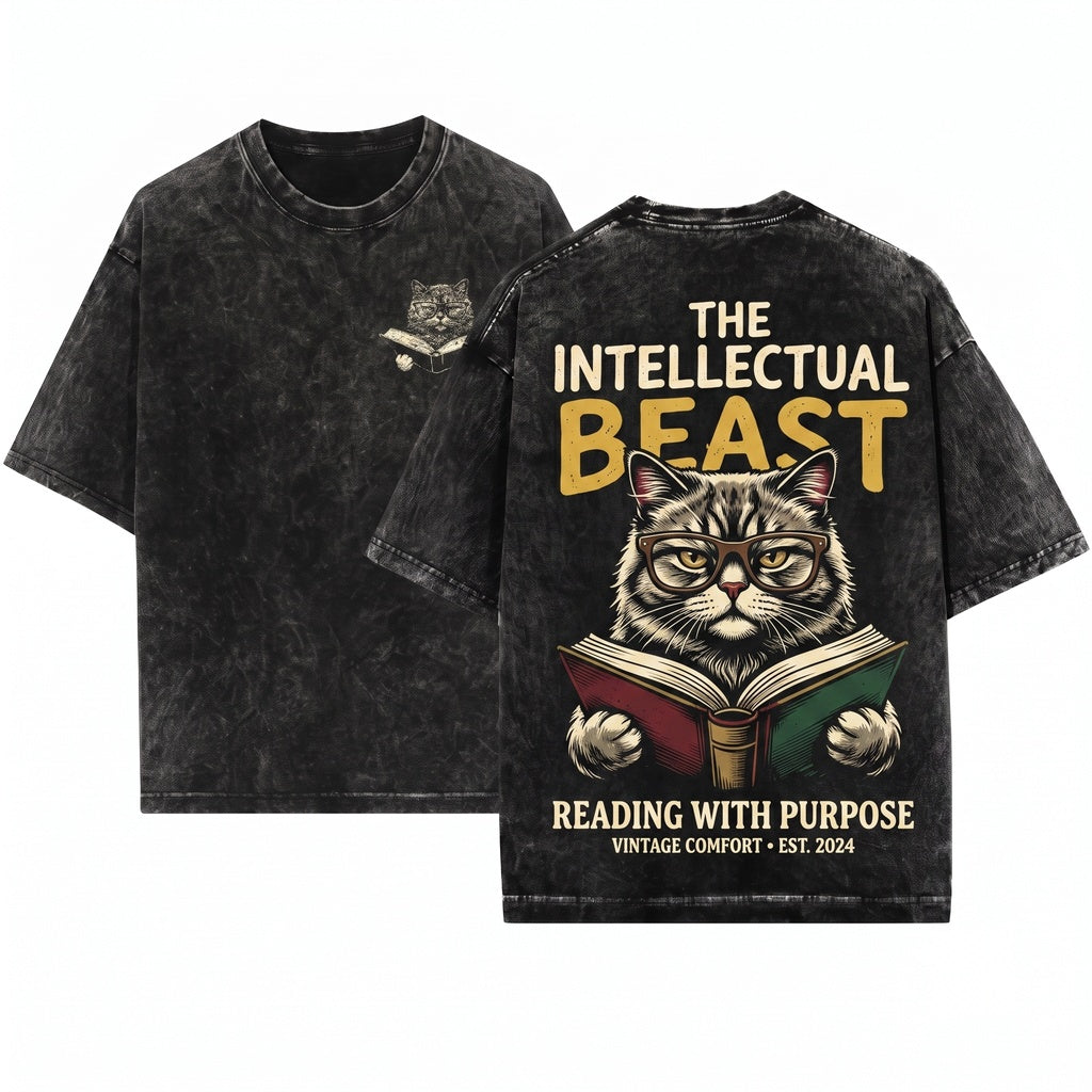 Selkirk Rex Cat Book Lover Reading Mom Dad Bookworm Unisex Wash T-Shirt