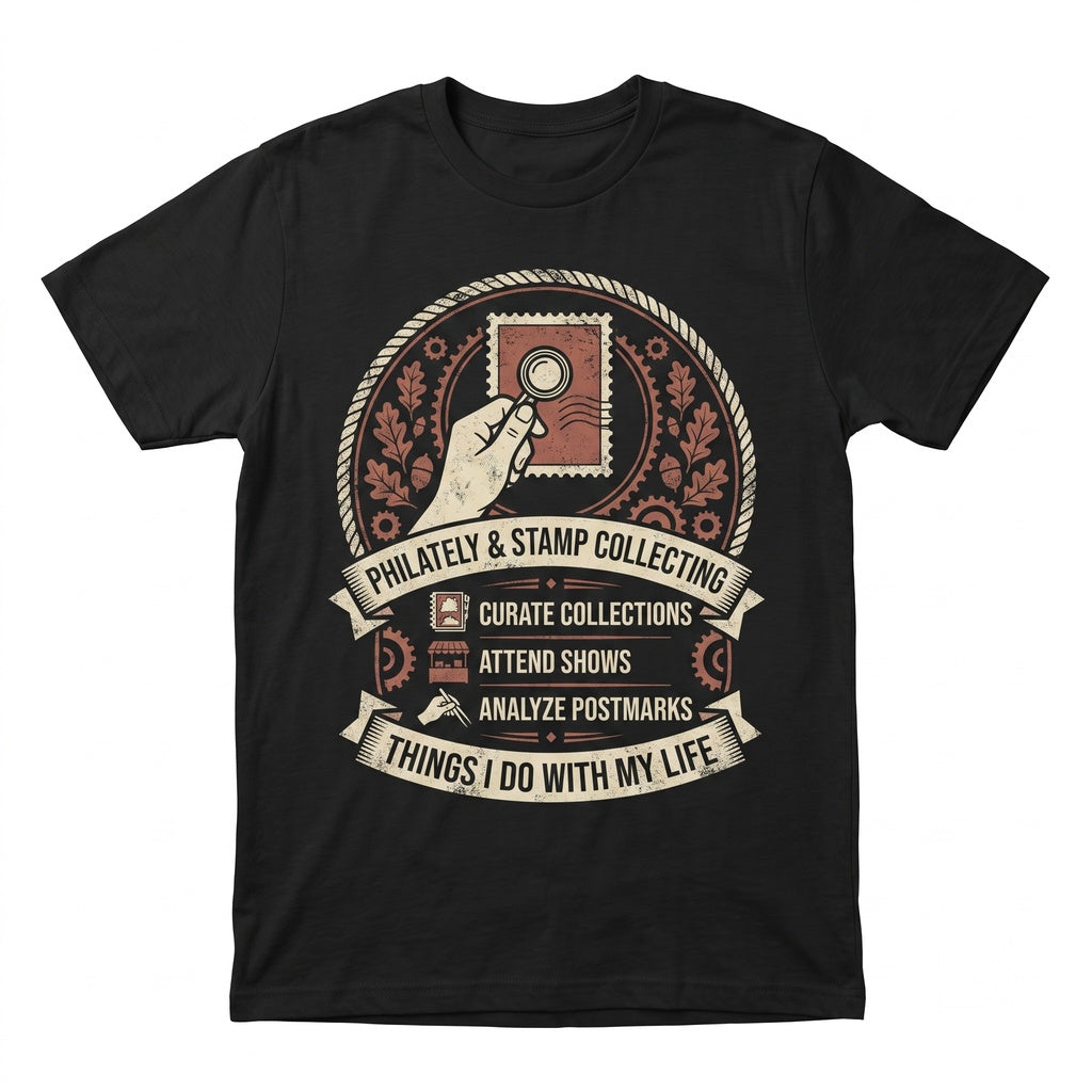 Humorous Philately Postage Stamp Collector Novelty Graphic Vintage Apparel Unisex TShirt