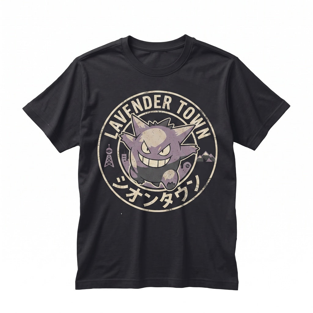 Gengar Lavender Town Haunter Retro Anime Pastel Goth Ghost Type Streetwear Graphic Unisex TShirt