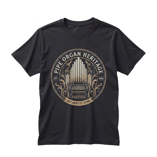 Vintage Pipe Organ Graphic Faux Gold Print Dark Academia Musician Apparel Unisex TShirt