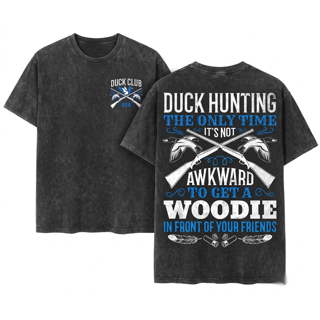 Cool Funny Duck Hunting Waterfowl Geese Lover Sport Season Overlapping Grandpa Dad Fathers Day Gifts Unisex Wash T-Shirt