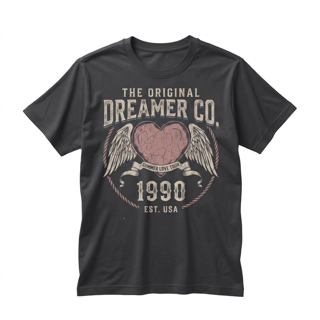 Vintage Dreamer Festival World Tour Concert Retro Heart Graphic Angel Unisex TShirt