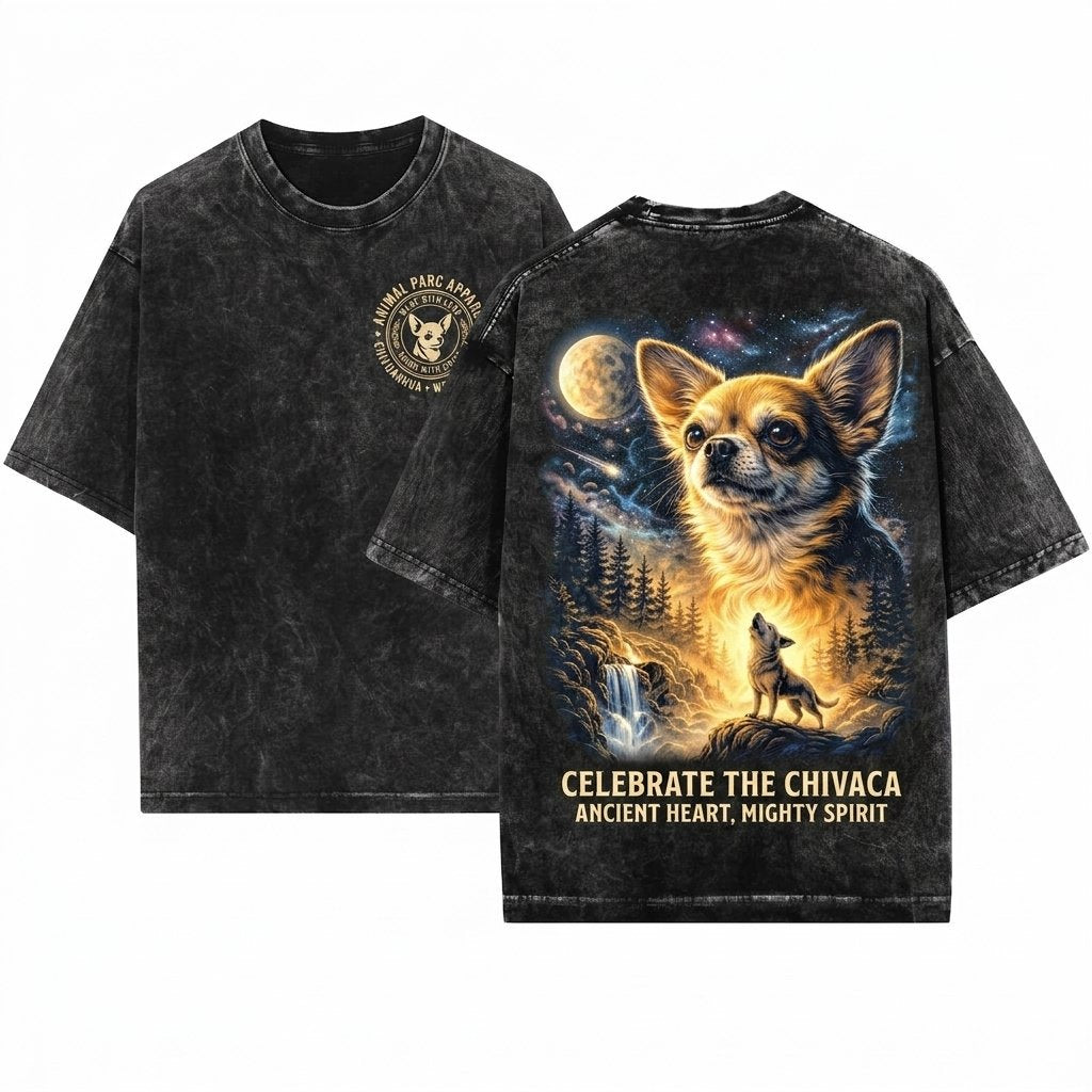 Chihuahua Full Moon Tote Bag Gift Silly Beach Grocery 90s Howling Animals Unisex Wash T-Shirt