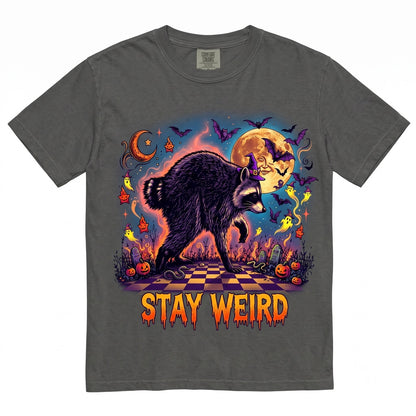 Stay Weird Halloween Spooky Witch Cute Funny Raccoon Animal Unisex TShirt