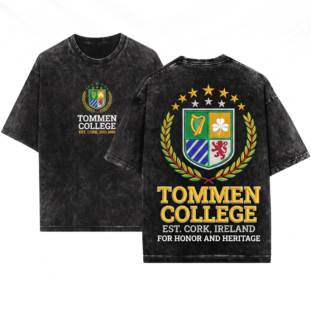 Tommen College Embroidered Irish YA Romance Bookish Merch Gift Unisex Wash T-Shirt