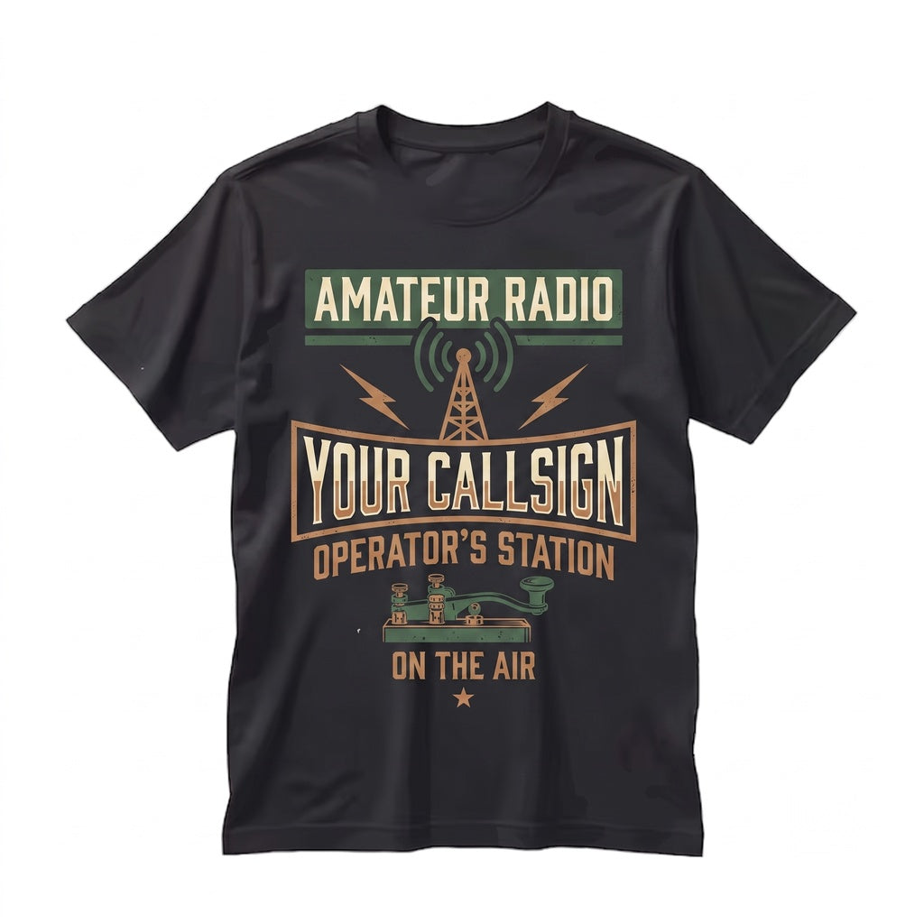 Custom Amateur Ham Radio Operator Callsign Graphic Personalized Morse Code Key Unisex TShirt