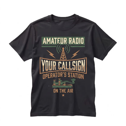 Custom Amateur Ham Radio Operator Callsign Graphic Personalized Morse Code Key Unisex TShirt