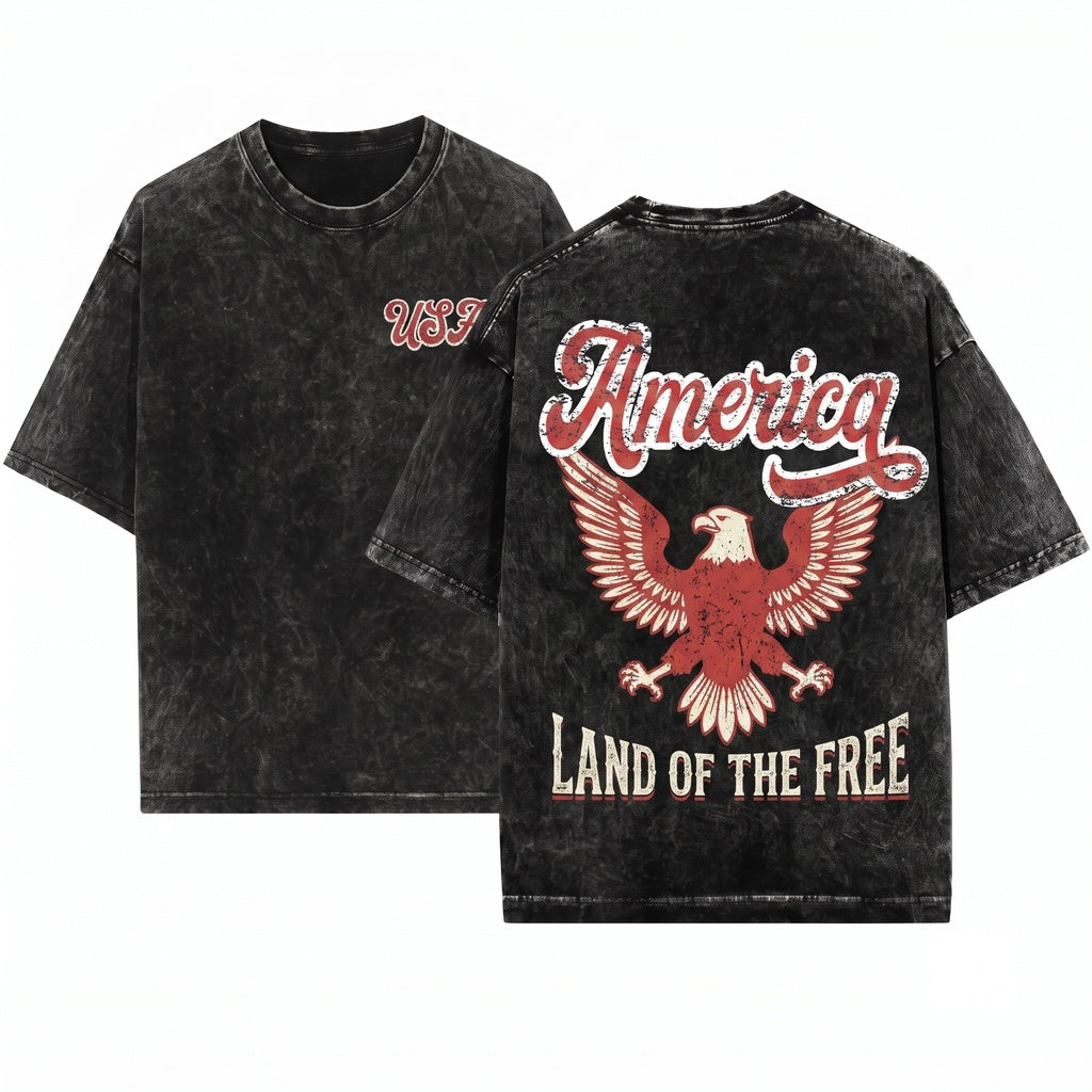 Retro Patriotic USA America 4th of July Red White Varsity Unisex Wash T-Shirt