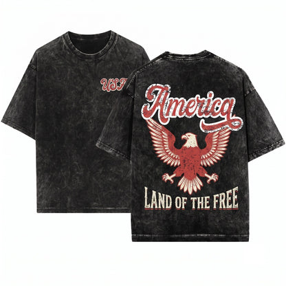 Retro Patriotic USA America 4th of July Red White Varsity Unisex Wash T-Shirt