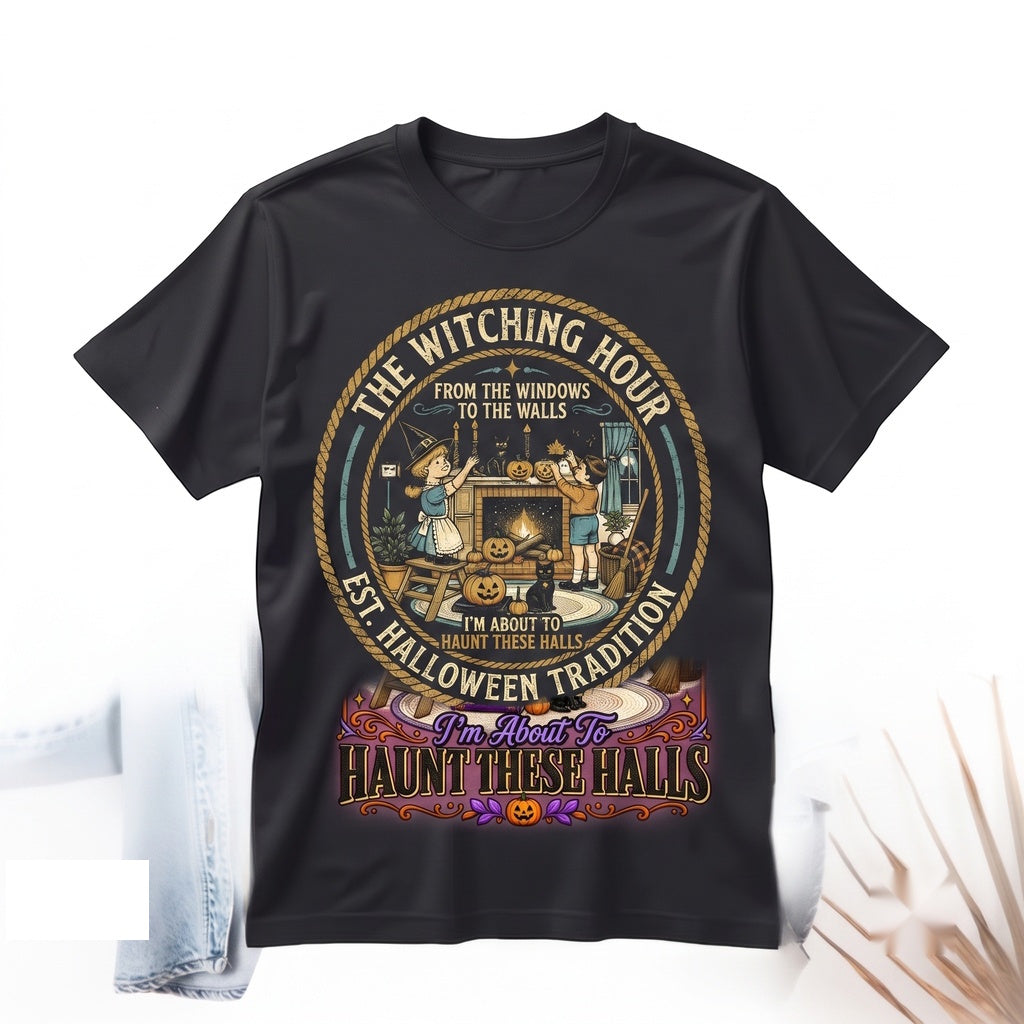 From The Windows To The Walls Im About To Deck These Halls Haunted Graphic Retro Halloween Unisex TShirt