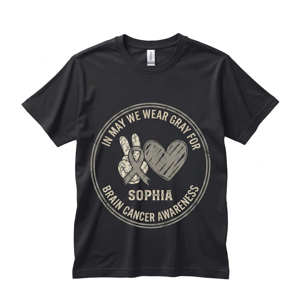 In May We Wear Gray Ribbon Brain Cancer Awareness Tumor Survivor Surgery Support Gift for Dad Unisex TShirt