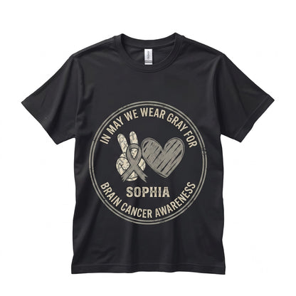 In May We Wear Gray Ribbon Brain Cancer Awareness Tumor Survivor Surgery Support Gift for Dad Unisex TShirt