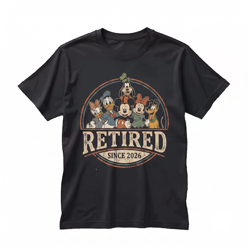 Retired 2025 Educator Celebration Magical Cartoon Crew Graphic Vacation Top Unisex TShirt