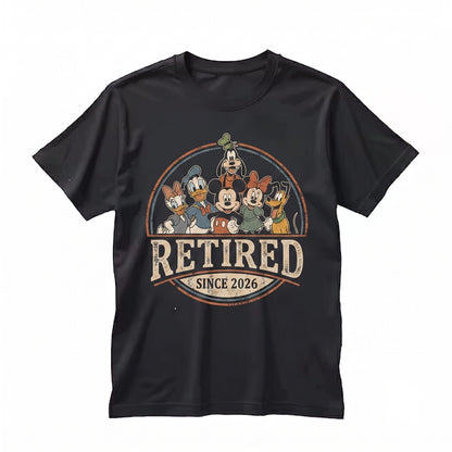 Retired 2025 Educator Celebration Magical Cartoon Crew Graphic Vacation Top Unisex TShirt