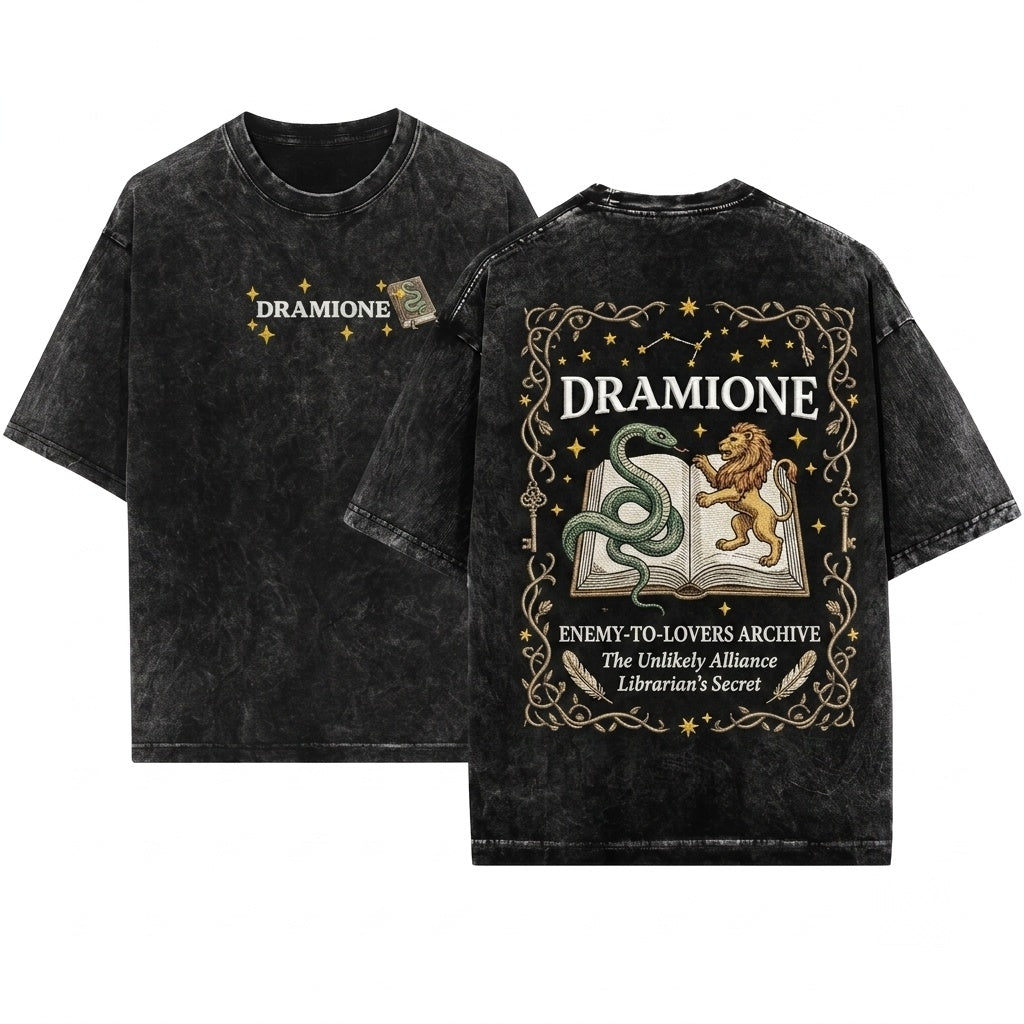 Dramione Inspired Dark Academia Fantasy Romance Fanfic Reader Gift Forbidden Lovers Aesthetic Unisex Wash T-Shirt